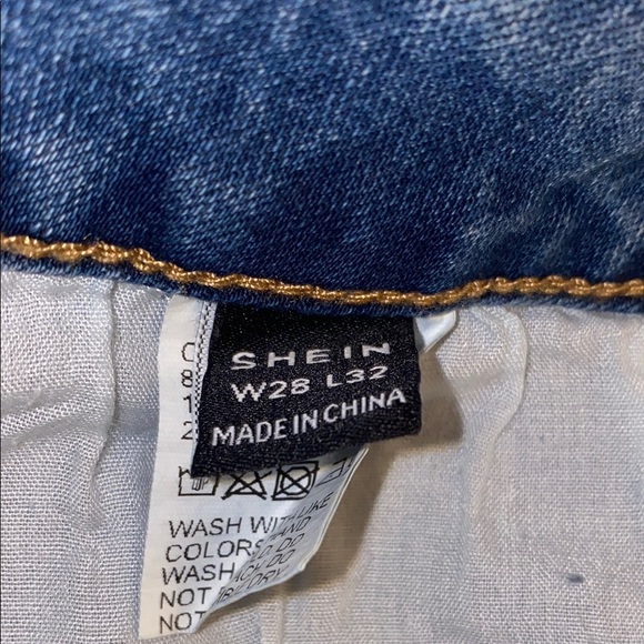 SHEIN Size 28 Blue Skinny Distressed Denim Cutoff Long Shorts - Picture 2 of 13